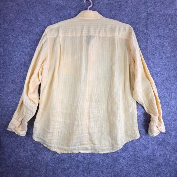 Tommy Bahama Mens XL Resort Preppy Yellow Striped 100% Linen Button-Up Shirt - Picture 2 of 9
